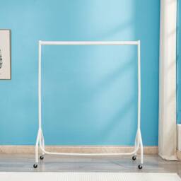 House of Home 4ft White Heavy Duty Clothes Rail Metal Garment Rack Hanging Clothing - thumbnail 2