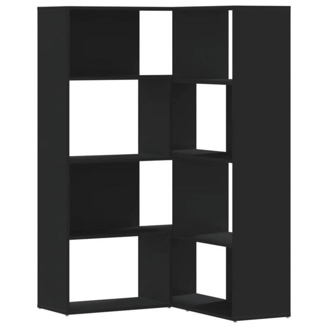 Berkfield Home Corner Bookcase 4-Tier Black 85x85x140 cm Engineered Wood - Size: 85 x 85 x 140 cm - image 1
