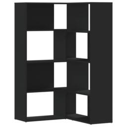 Berkfield Home Corner Bookcase 4-Tier Black 85x85x140 cm Engineered Wood - Size: 85 x 85 x 140 cm - thumbnail 1