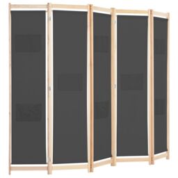 Berkfield Home 5-Panel Room Divider Grey 200x170x4 cm Fabric - Size: 200 x 170 x 4 cm - thumbnail 3