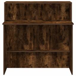 Berkfield Home Reception Desk Smoked Oak 100x50x103.5 cm Engineered Wood in Brown - thumbnail 5