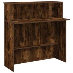 Berkfield Home Reception Desk Smoked Oak 100x50x103.5 cm Engineered Wood in Brown - thumbnail 3