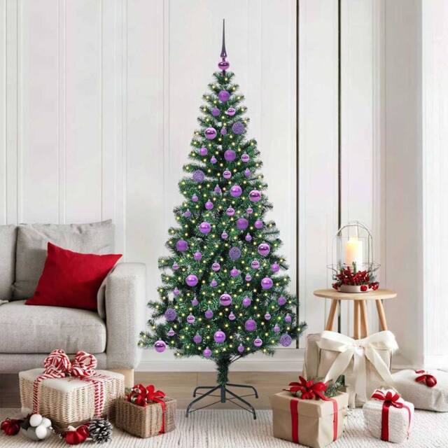 Berkfield Home Artificial Pre-lit Christmas Tree Green 180 cm PVC & Metal - image 1
