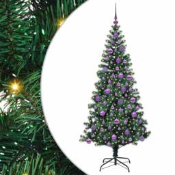 Berkfield Home Artificial Pre-lit Christmas Tree Green 180 cm PVC & Metal - thumbnail 2