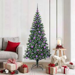 Berkfield Home Artificial Pre-lit Christmas Tree Green 180 cm PVC & Metal