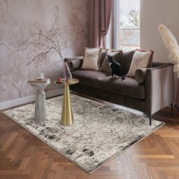 Desire Rugs Mayfair Living Room Area Rug Metallic Sheen Modern Damask Design in Grey - Size: 160 cm x 230 cm - thumbnail 1