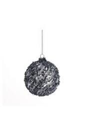 KDMD Midnight Blue Sequin Glass Bauble 80mm 2 Pack in Grey - thumbnail 2