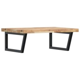Berkfield Home Basin Shelf Wall Mounted Steel & Solid Wood Acacia in Brown - thumbnail 2