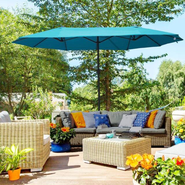 OUTSUNNY 4.6M Garden Patio Umbrella Canopy Parasol Sun Shade w/o Base in Bright Blue - image 1