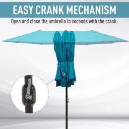 OUTSUNNY 4.6M Garden Patio Umbrella Canopy Parasol Sun Shade w/o Base in Bright Blue - thumbnail 6