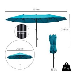 OUTSUNNY 4.6M Garden Patio Umbrella Canopy Parasol Sun Shade w/o Base in Bright Blue - thumbnail 3