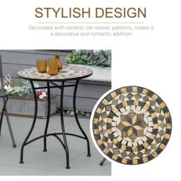OUTSUNNY 60cm Mosaic Round Bistro Table Outdoor Garden Side Table, Grey - thumbnail 4