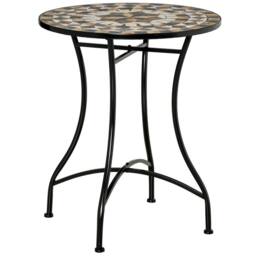 OUTSUNNY 60cm Mosaic Round Bistro Table Outdoor Garden Side Table, Grey - thumbnail 2