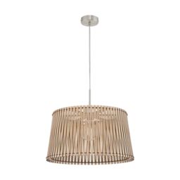 Loops Pendant Ceiling Light Colour Satin Nickel Shade Maple Wood Bulb E27 1x60W in Metallics
