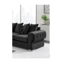 Furniture 786 Verona Scatter Back Plush Velvet 3 Seater Sofa in Black - thumbnail 2