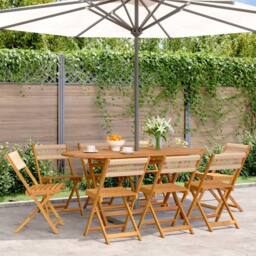 Berkfield Home Beautiful Folding Garden Chairs 8 pcs Beige Solid Wood Acacia - thumbnail 2