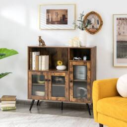 SPETLEK Kitchen Storage Cabinet Wood Buffet Sideboard Cupboard in Brown - Size: 0.6m2