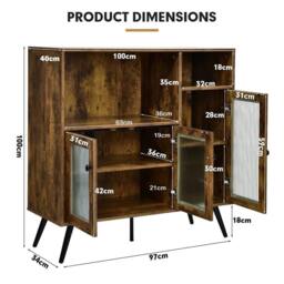 SPETLEK Kitchen Storage Cabinet Wood Buffet Sideboard Cupboard in Brown - Size: 0.6m2 - thumbnail 2