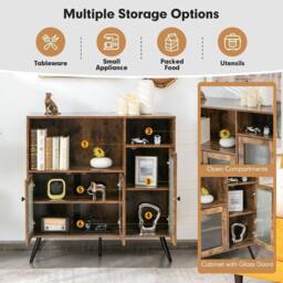 SPETLEK Kitchen Storage Cabinet Wood Buffet Sideboard Cupboard in Brown - Size: 0.6m2 - thumbnail 5