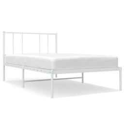 Berkfield Home Metal Bed Frame with Headboard White 107x203 cm - thumbnail 2