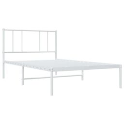 Berkfield Home Metal Bed Frame with Headboard White 107x203 cm - thumbnail 5