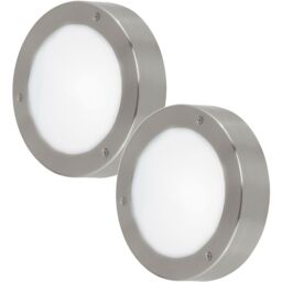 Loops 2 PACK IP44 Outdoor Wall Light Stainless Steel 5.4W Built in LED Porch Lamp in Metallics - thumbnail 1