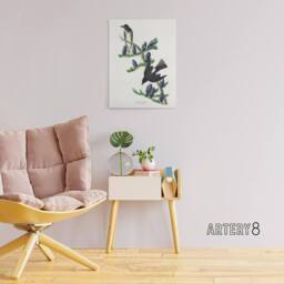"Artery8 Olive Sided Flycatcher Bird on Fir Tree Audubon Canvas Wall Art in White - Size: W18"" x H24""" - thumbnail 3