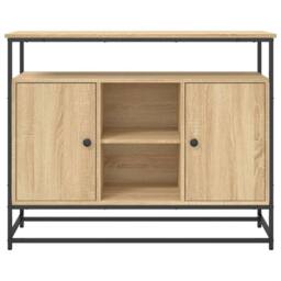 Berkfield Home Sideboard Sonoma Oak 100x35x80 cm Engineered Wood in Light Brown - Size: 100 x 35 x 80 cm - thumbnail 6