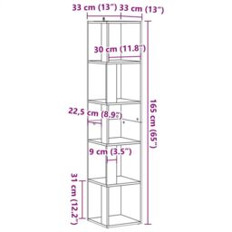 Berkfield Home Corner Cabinet Old Wood 33x33x165 cm Engineered Wood in Brown - Size: 33 x 33 x 165 cm - thumbnail 9