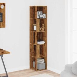 Berkfield Home Corner Cabinet Old Wood 33x33x165 cm Engineered Wood in Brown - Size: 33 x 33 x 165 cm - thumbnail 3
