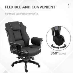 NESTLUNE High Back Office Chair with Height Adjustable, Reclining, Black - Size: 100 cm x 15 cm - thumbnail 4