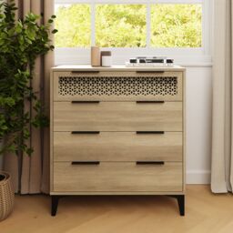 GFW Ezra 4 Drawer Chest of Drawers Oak in Light Oak