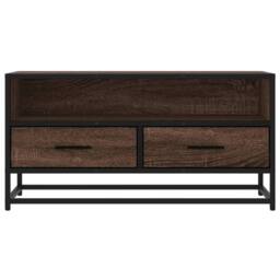 Berkfield Home TV Cabinet Brown Oak 80x34.5x40 cm Engineered Wood & Metal - thumbnail 4