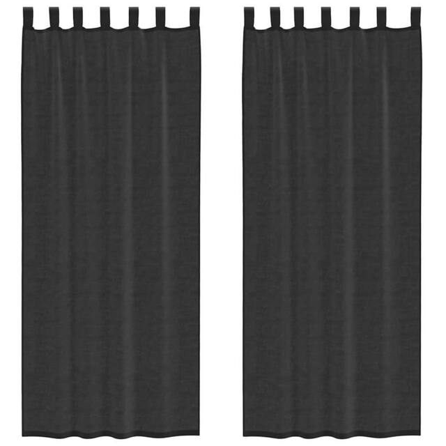Berkfield Home Voile Curtains with Tab Top 2 pcs Black - image 1