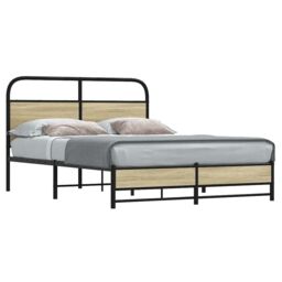 Berkfield Home Bed Frame without Mattress 120x200 cm Sonoma Oak Engineered Wood in Brown - Size: Small Double - thumbnail 1