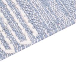 Wyld and Coco Handwoven Wool Cotton Rug Off-White Blue Geometric Pattern - Size: 80 cm x 150 cm - thumbnail 5