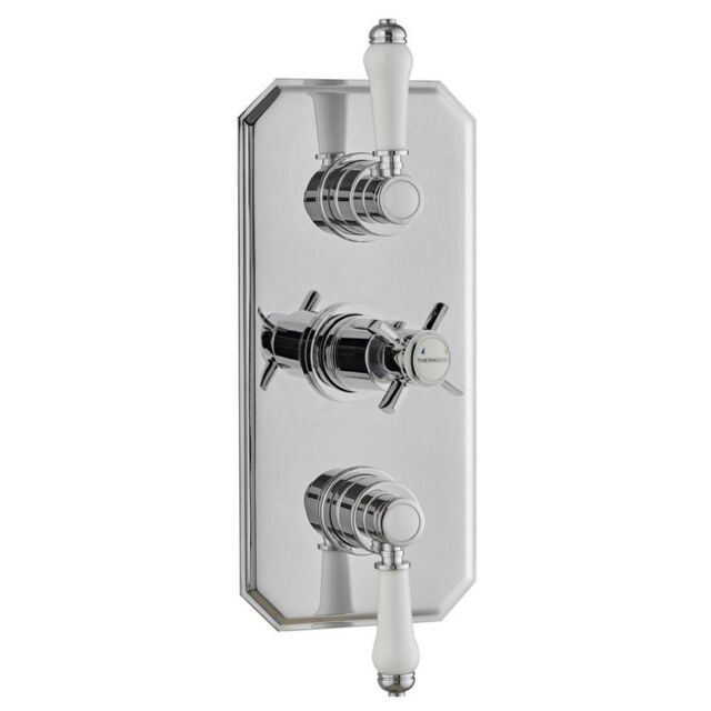 Clifton Concealed Triple Thermostatic Shower Mixer Valve With Two Way Diverter in Metallic Silver