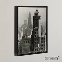 "Artery8 New York City view Alfred Stieglitz Framed Canvas Wall Art Print in Grey - Size: W12"" x H16""" - thumbnail 2