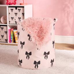 OHS Kids Bows Print Laundry Basket Clothes Storage Toy Organiser - thumbnail 1