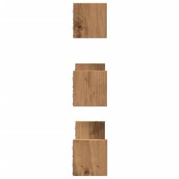 Berkfield Home Wall Shelf 3 pcs Artisian Oak Engineered Wood in Brown - thumbnail 5