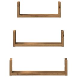 Berkfield Home Wall Shelf 3 pcs Artisian Oak Engineered Wood in Brown - thumbnail 4