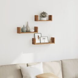 Berkfield Home Wall Shelf 3 pcs Artisian Oak Engineered Wood in Brown