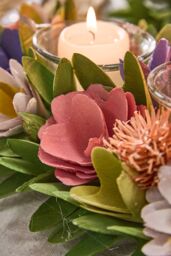 Dibor Traditional Floral Colourful Triple Table Decoration Candle Holder 38cm - Size: Medium - thumbnail 4