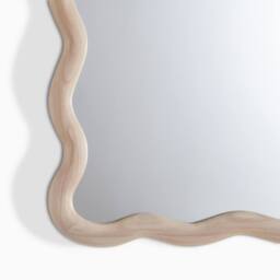 FurnitureboxUK Damaris Wood Medium 90x60cm Wavy Rectangle Wall Mirror in Light Brown - Size: 90x60 cm - thumbnail 7
