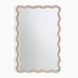 FurnitureboxUK Damaris Wood Medium 90x60cm Wavy Rectangle Wall Mirror in Light Brown - Size: 90x60 cm - thumbnail 3