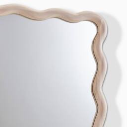 FurnitureboxUK Damaris Wood Medium 90x60cm Wavy Rectangle Wall Mirror in Light Brown - Size: 90x60 cm - thumbnail 6