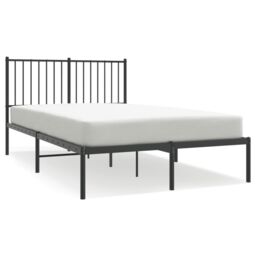 Berkfield Home Metal Bed Frame with Headboard Black 120x200 cm - Size: Small Double - thumbnail 2