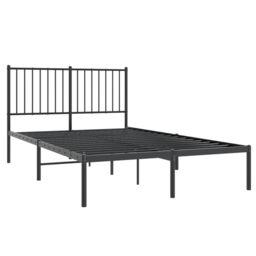 Berkfield Home Metal Bed Frame with Headboard Black 120x200 cm - Size: Small Double - thumbnail 4