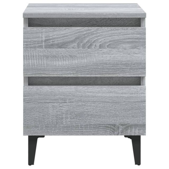 Berkfield Home Sturdy Bed Cabinets with Metal Legs 2 pcs Grey Sonoma 40x35x50 cm - Size: 40 x 35 x 50 cm - image 1