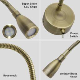 SPETLEK LED Bedside Reading Light Wall Cool White in Bronze - thumbnail 3